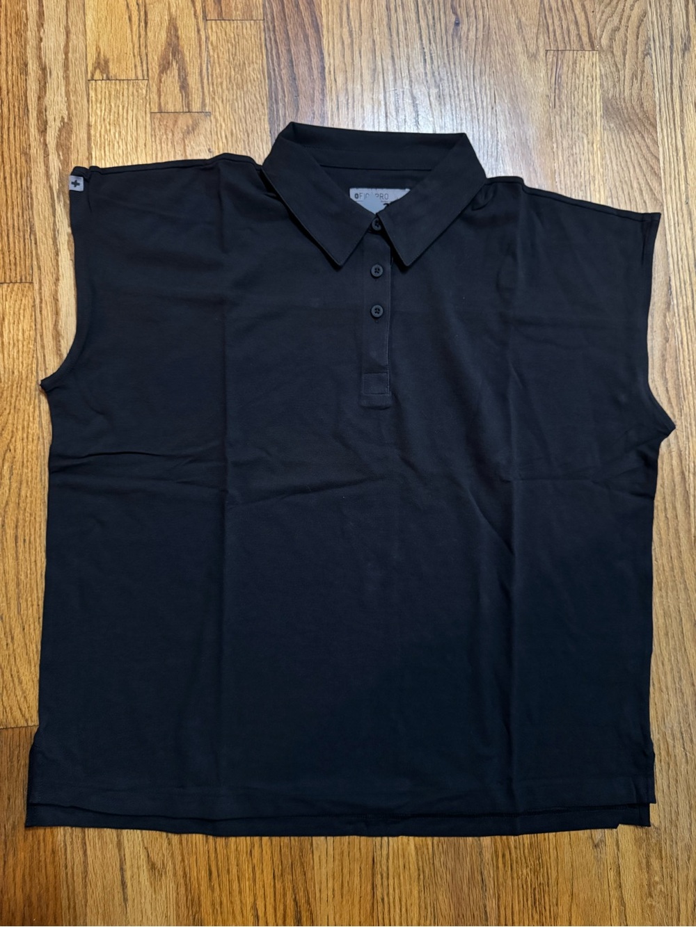 Figs Pro Technical Pique Black Sleeveless Polo Top